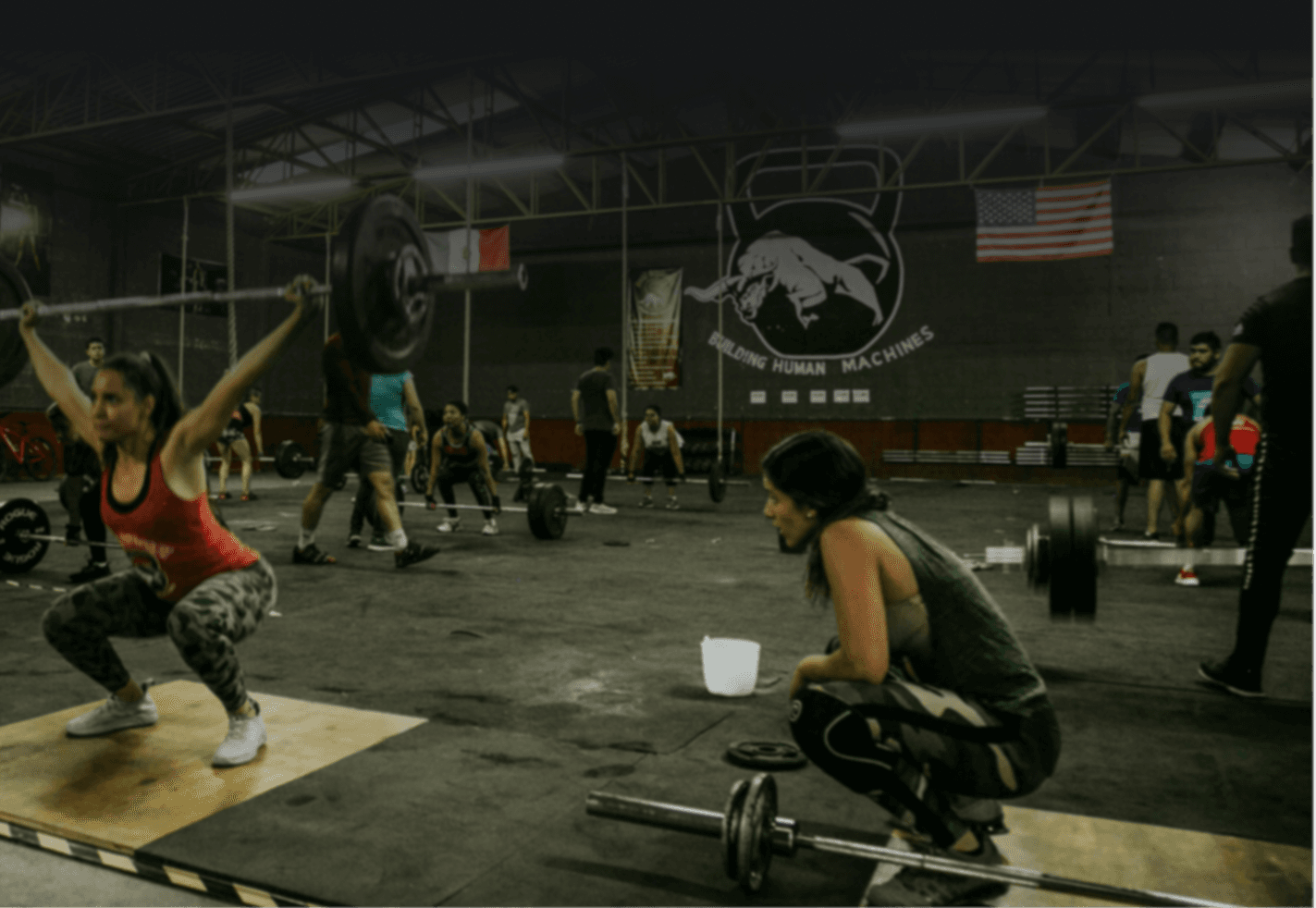 Athletes working out in a gym